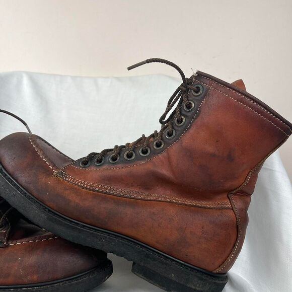 Vintage Engineer Brown leather lace-up boots with a rugged, indie vibe Size 10.5 - Picture 4 of 8